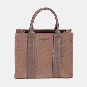 David Jones Canvas Tote Handbag with Contrast Leather Handles
